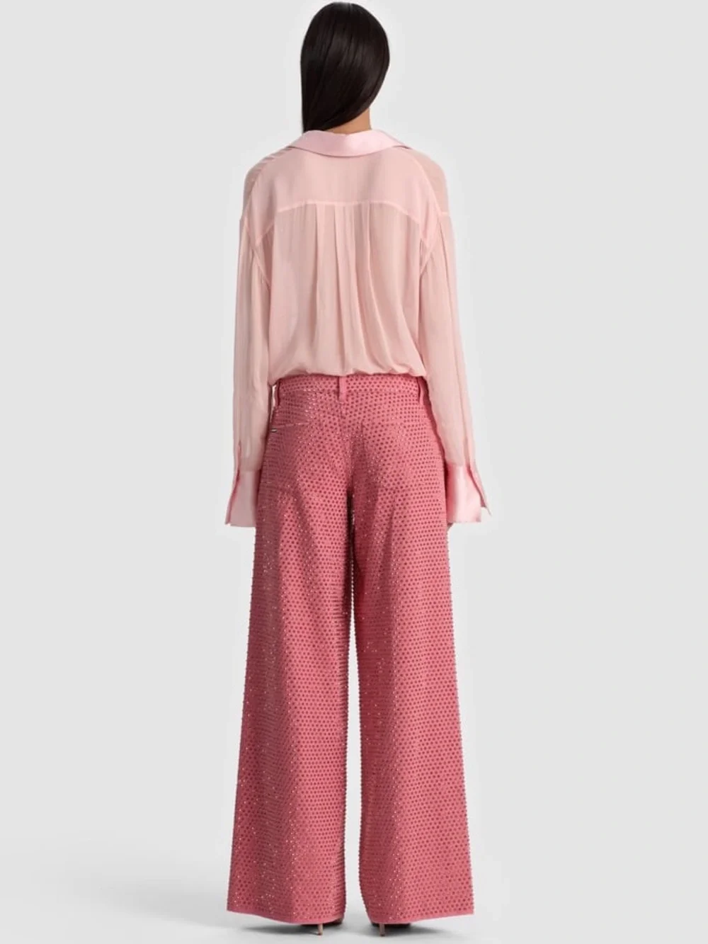 Alice + Olivia AMAZING EMBELLISHED JEAN in Deep Rose/Rose Gold - Picture 3 of 8